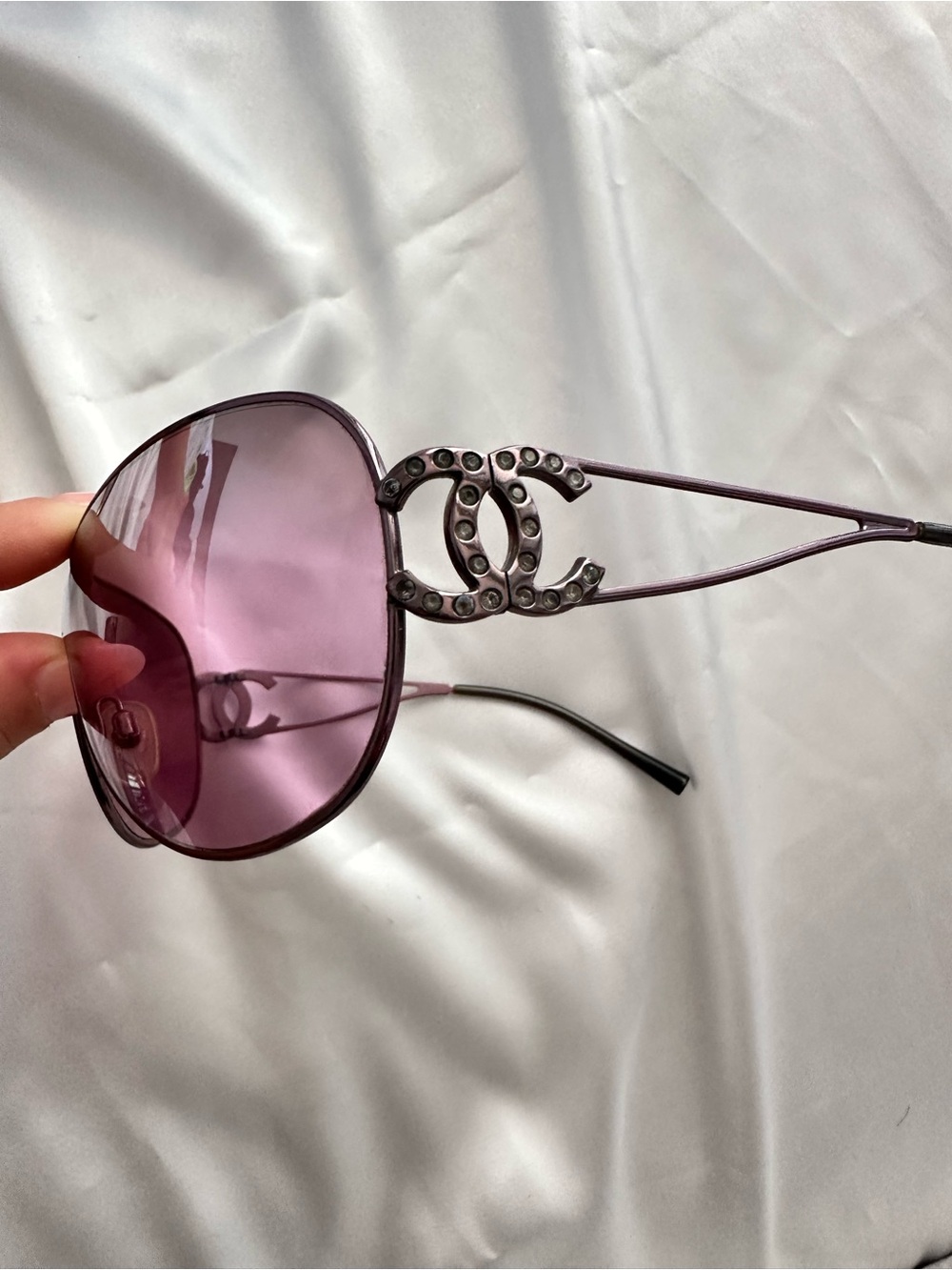 CHANEL Pink Purple Rhinestone  CC Logo Sunglasses - Picture 10 of 15